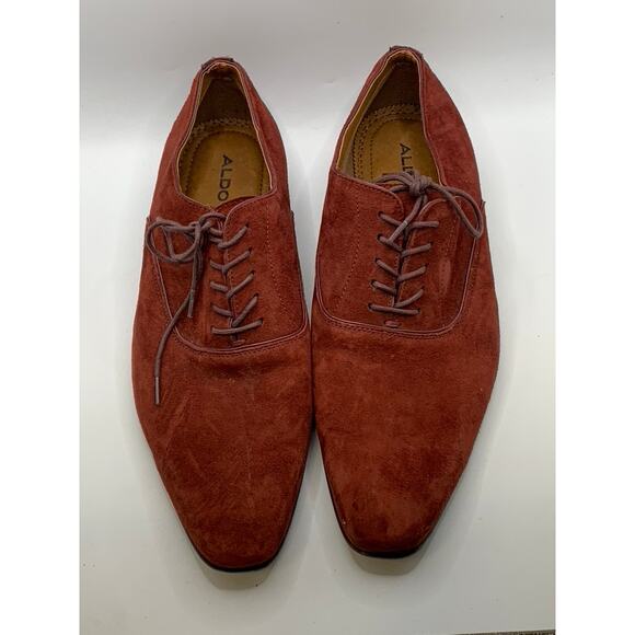 ALDO Men\'s Burgundy Suede Lace-Up Oxford Shoes SZ 8 main image 5